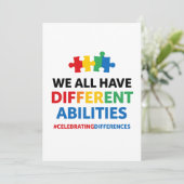 We All Have Different Abilities Awareness Art Feestdagenkaart (Staand voorkant)