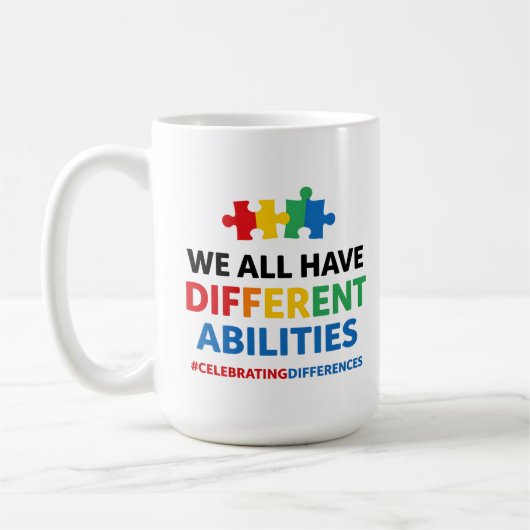 We All Have Different Abilities Awareness Art Koffiemok (Links)