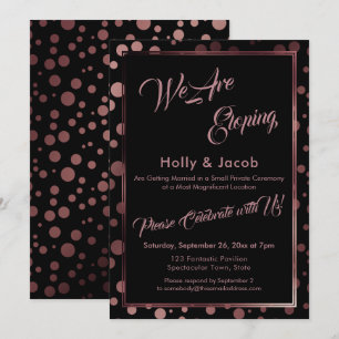 We Are Eloping Roze Gouden Confetti Bellen & Zwart Kaart