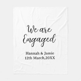 We are Engaged couple name date calligraphystylish Fleece Deken