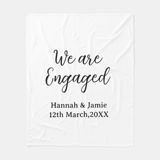 We are Engaged couple name date calligraphystylish Fleece Deken (Voorkant)