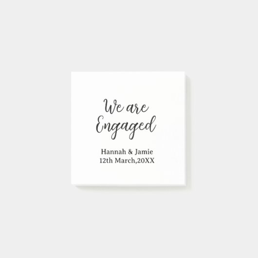 We are Engaged couple name date calligraphystylish Post-it® Notes (Voorkant)