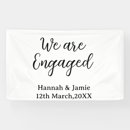 We are Engaged couple name date calligraphystylish Spandoek (Horizontaal)