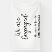 We are Engaged couple name date calligraphystylish Spandoek (Verticaal)