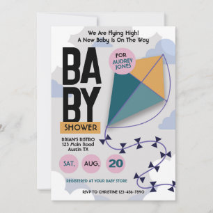 We Are Flying High Cute Kite Baby Shower Kaart