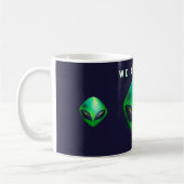 "We Are Here" Green Alien head Koffiemok (Links)