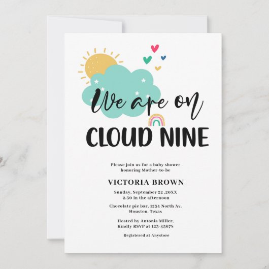 We are on Cloud NIne Baby Shower Invitation (Devant)