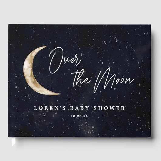 We Are Over The Moon Baby Shower Gastenboek (Voorkant)