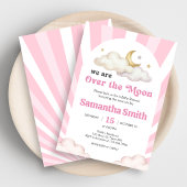We are Over the Moon Baby Shower Invitation