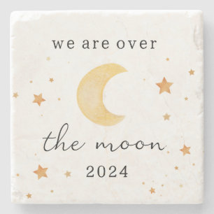 "We are over the moon" baby shower papieren servet Stenen Onderzetter