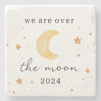"We are over the moon" baby shower papieren servet Stenen Onderzetter