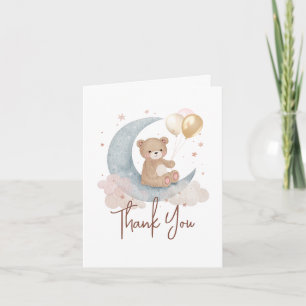 We Are Over The Moon Teddybeer Babyshower Bedankkaart