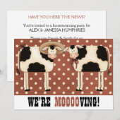 We bewegen. Funny Country Cows Housewarming Kaart (Voorkant / Achterkant)