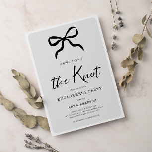 We binden de Black Knot Bow Engagement Party Kaart