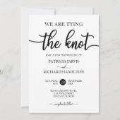 We binden de knoop chique kalligrafie bruiloft kaart (Voorkant)