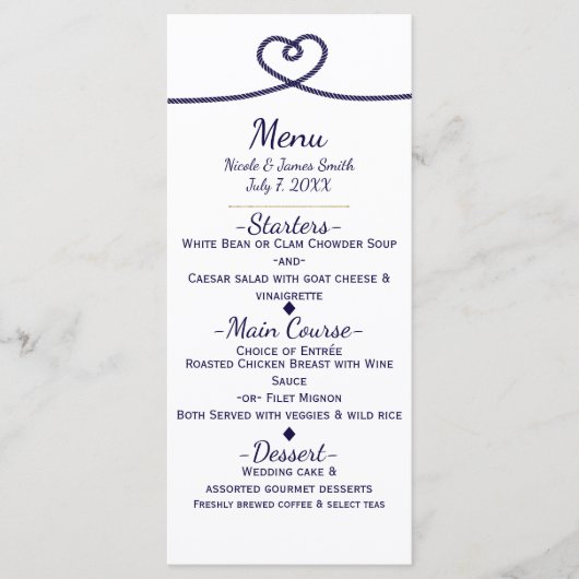 We binden de knoop Nautical Beach Wedding Menu (Voorkant)