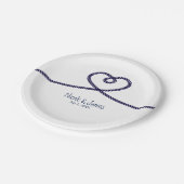 We binden de knoop nautische hart strand bruiloft papieren bordje (Gekanteld)