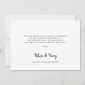 We bond de knoop Leuk script bruiloft fotokaart Aankondiging (Achterkant)