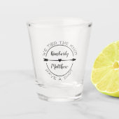 We bonden de Knoop Charmante Hart Pijl bruiloft Shot Glas (Voorkant)