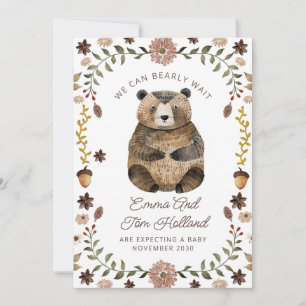 We Can Bearly Wait Aquarel Beer Zwangerschap Aankondiging