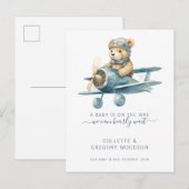 We Can Bearly Wait Baby Bear In Biplane Pregnancy  Aankondigingskaart (Voorkant / Achterkant)