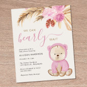 We Can Bearly Wait Baby Girl Uitnodiging