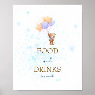 We Can Bearly Wait Baby Shower Eet & Dranken Bord Poster