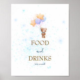 We Can Bearly Wait Baby Shower Eet & Dranken Bord Poster