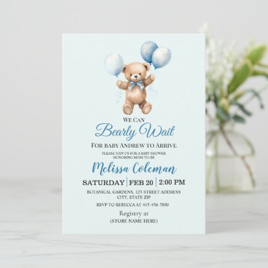 We Can Bearly Wait Baby Shower Invitation (Debout devant)