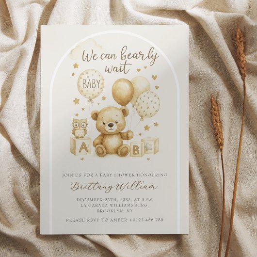 We Can Bearly Wait Baby Shower Invitation