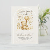 We Can Bearly Wait Baby Shower Invitation Kaart (Staand voorkant)