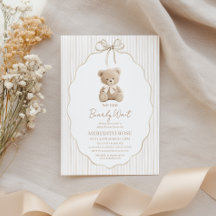 We Can Bearly Wait Baby Shower Jongen Beige Strepe