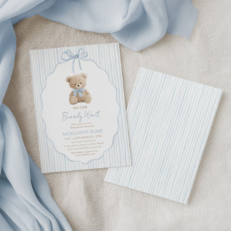 We Can Bearly Wait Baby Shower Jongen Blauwe Strep Kaart