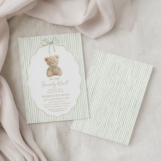 We Can Bearly Wait Baby Shower Jongen Groene Strep Kaart