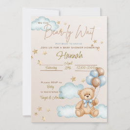 We Can Bearly Wait Baby Shower Teddybeer Uitnodigi Kaart