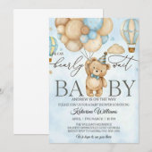 We Can Bearly Wait Bear Balloon Baby Shower Kaart (Voorkant / Achterkant)