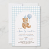 We Can Bearly Wait Bear Balloon Boy Baby Shower Kaart (Voorkant)