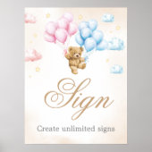 We Can Bearly Wait Bear Gender Reveal Sign Poster (Voorkant)