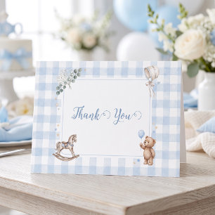 We Can Bearly Wait Blauwe Aquarel Jongens Beertje Bedankkaart