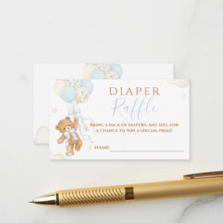 We Can Bearly Wait Blauwe Baby Shower Jongen Informatiekaartje