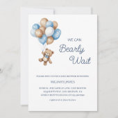 We Can Bearly Wait - Blauwe & Bruine Teddybeer  Kaart (Voorkant)