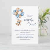 We Can Bearly Wait - Blauwe & Bruine Teddybeer  Kaart (Staand voorkant)
