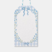 We Can Bearly Wait Blauwe Gingham Baby Shower Cadeaulabel (Achterkant)