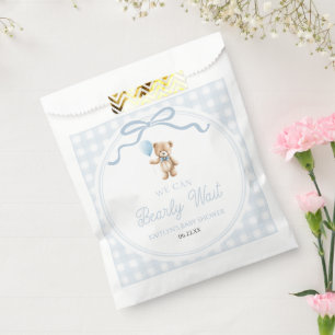 We Can Bearly Wait Blauwe Teddibeer Baby Shower Bedankzakje