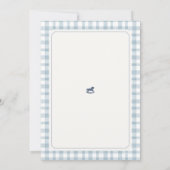 We Can Bearly Wait Blue Gingham pattern shower Kaart (Achterkant)