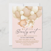 We can Bearly Wait Blush Pink Baby Shower Kaart (Voorkant)