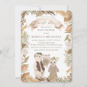 We Can Bearly Wait Boho Bear Family Baby Shower Kaart (Voorkant)