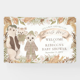 We Can Bearly Wait Boho Bear Family Baby Shower Spandoek