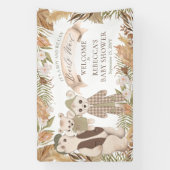 We Can Bearly Wait Boho Bear Family Baby Shower Spandoek (Verticaal)