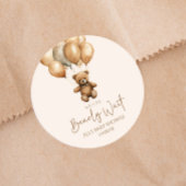 We Can Bearly Wait Boho Teddybeer Babyshower Ronde Sticker